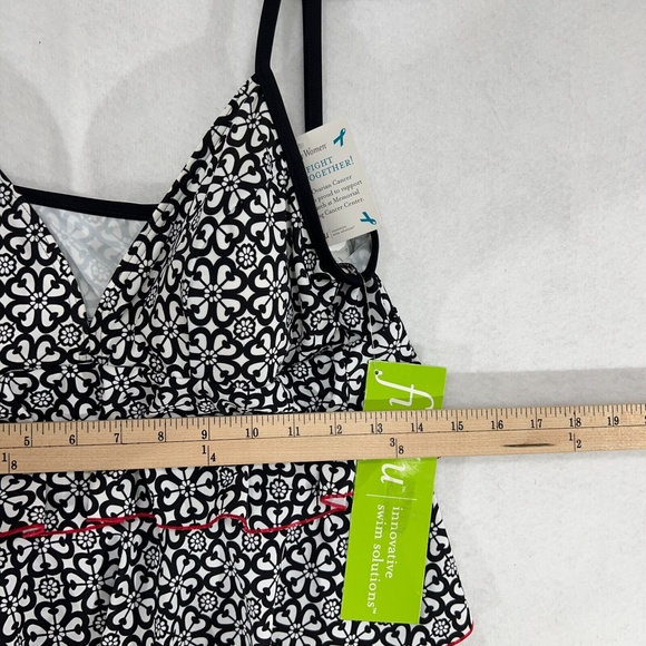 NEW Fit 4 Ur Tummy Tankini Swim Top Peplum Tier Black Built in Bra Womens Sz 12 - Picture 5 of 10